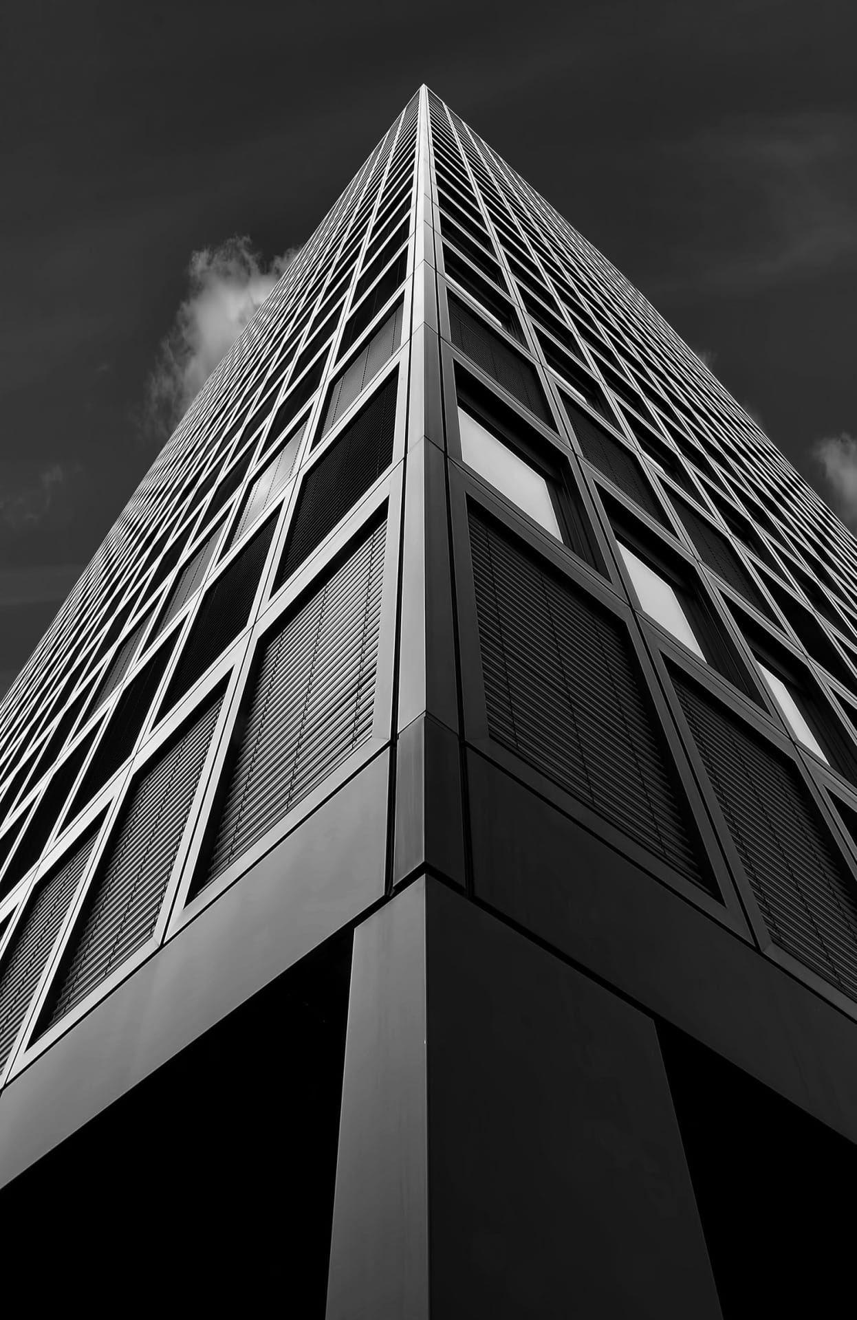 A modern building with a striking architectural design